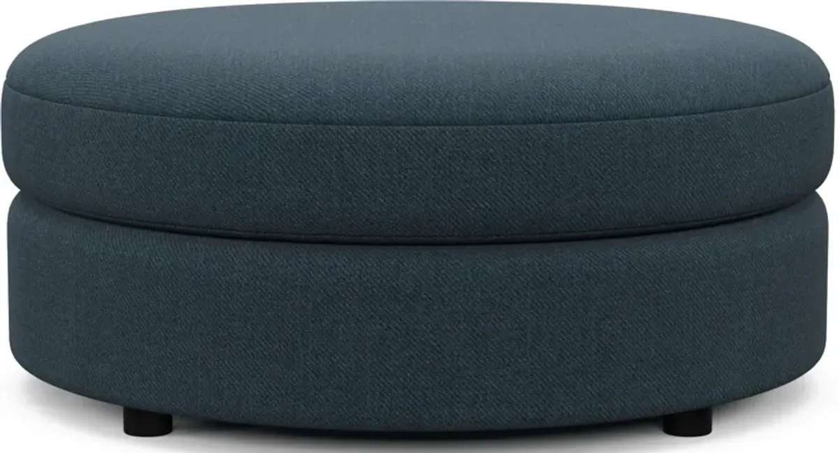 Allegra Foam Comfort Round Ottoman - Broderick Indigo