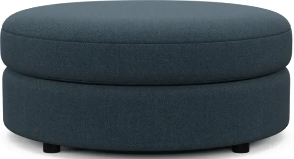 Allegra Foam Comfort Round Ottoman - Broderick Indigo