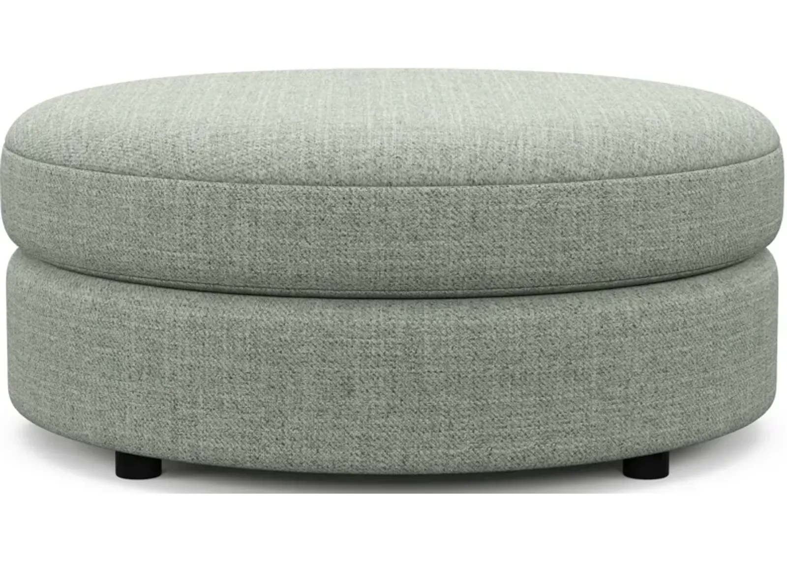 Allegra Foam Comfort Round Ottoman - Broderick Sea Glass