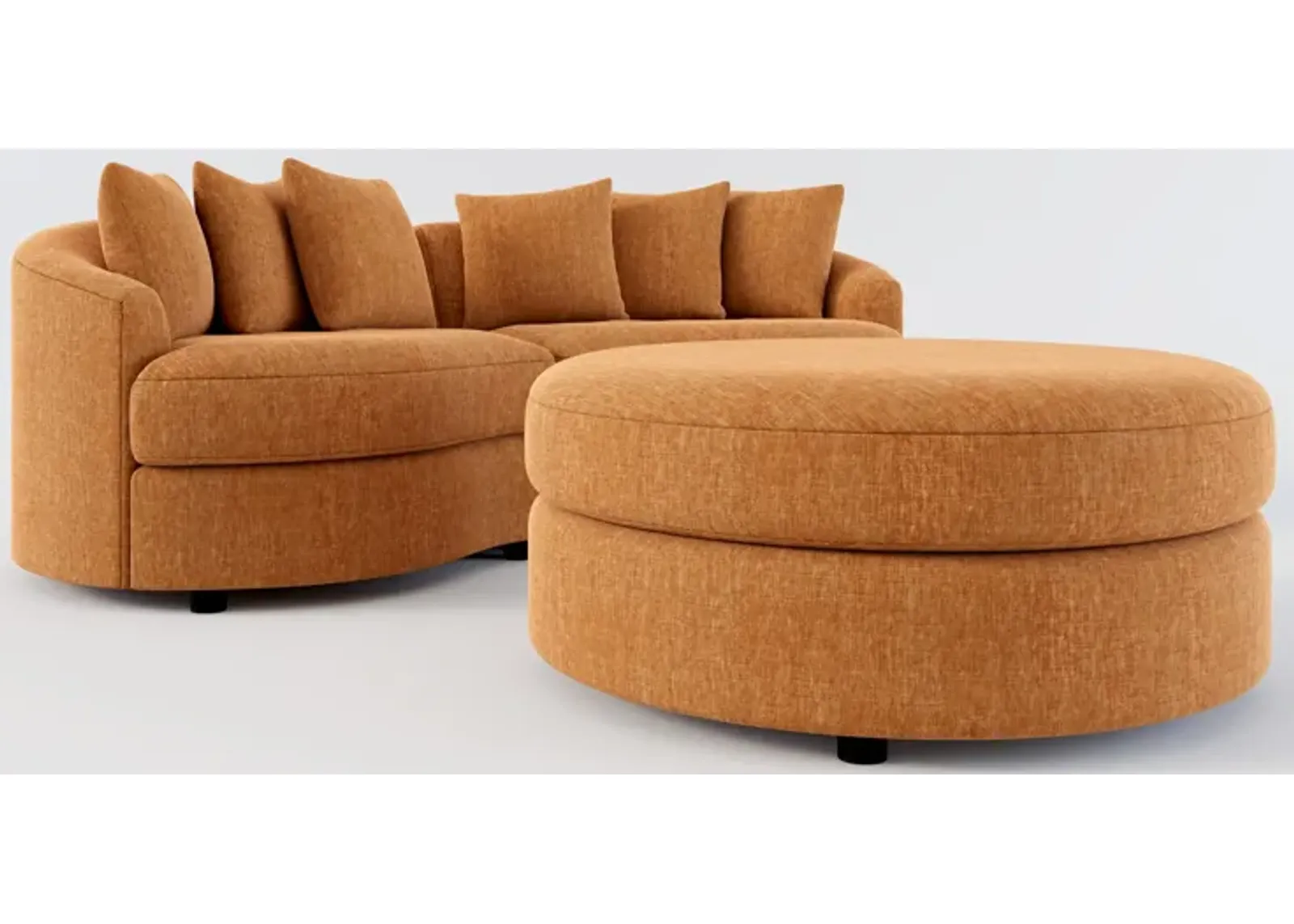 Allegra Foam Comfort 2-Piece Sectional and Ottoman - Contessa Ginger