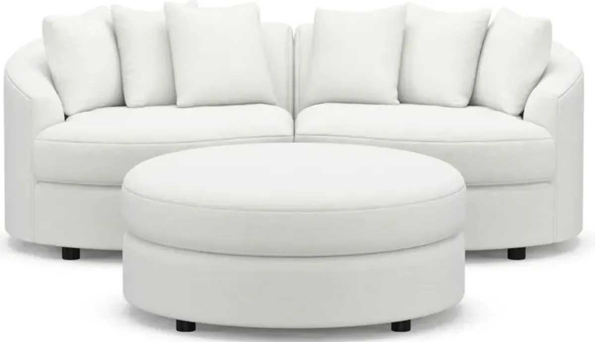 Allegra Foam Comfort 2-Piece Sectional and Ottoman - Contessa Vanilla