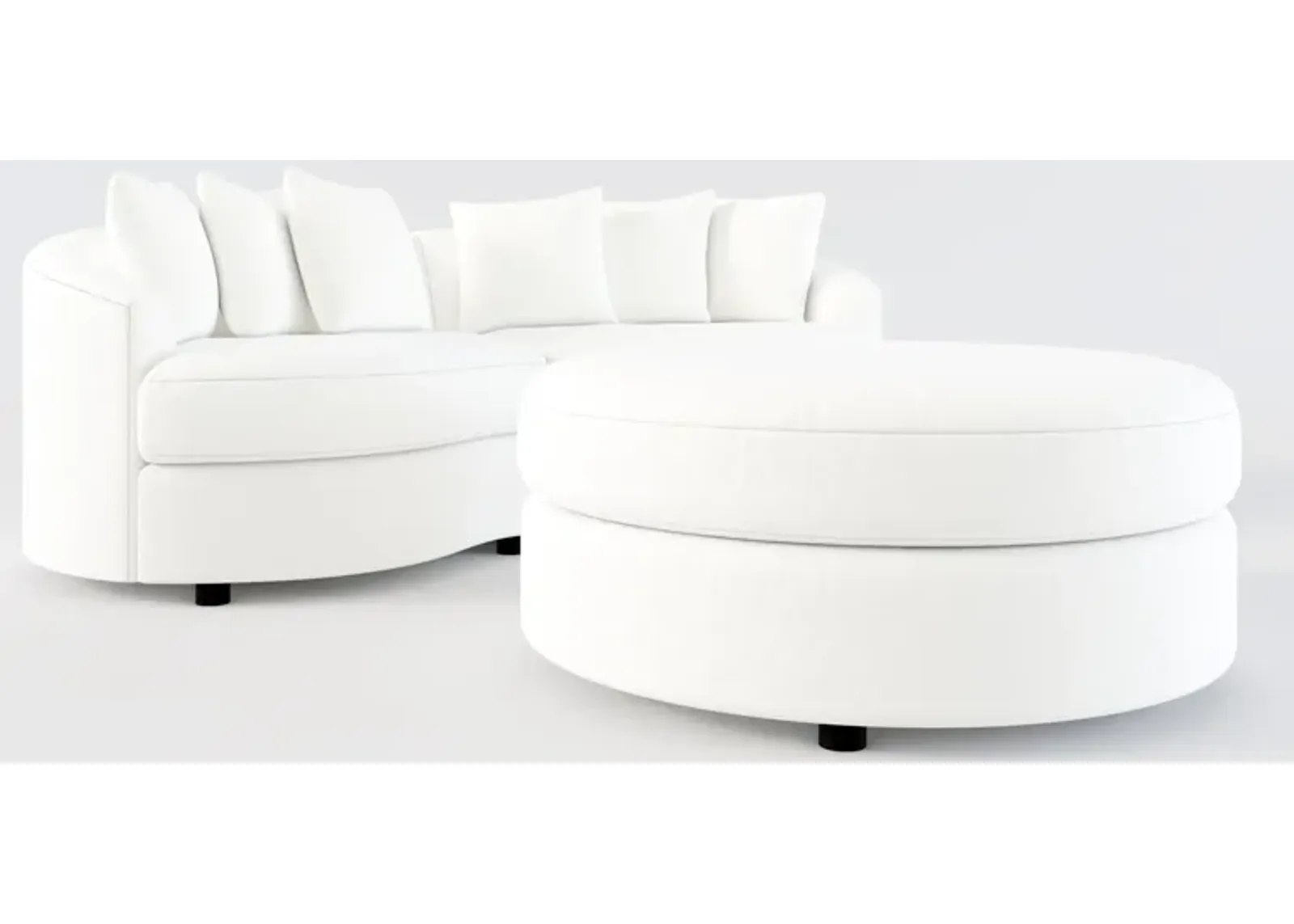 Allegra Foam Comfort 2-Piece Sectional and Ottoman - Contessa Vanilla