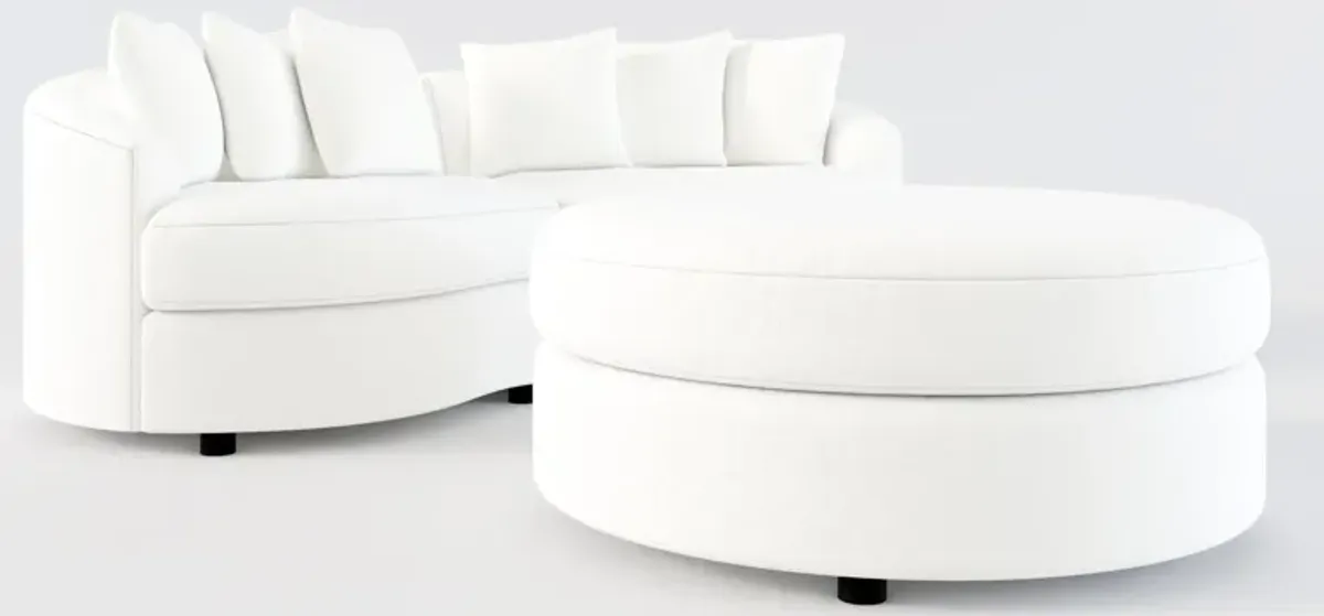 Allegra Foam Comfort 2-Piece Sectional and Ottoman - Contessa Vanilla