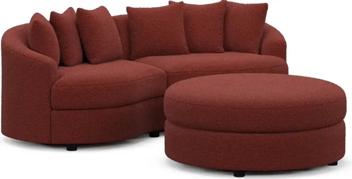 Allegra Foam Comfort 2-Piece Sectional and Ottoman - Bloke Brick