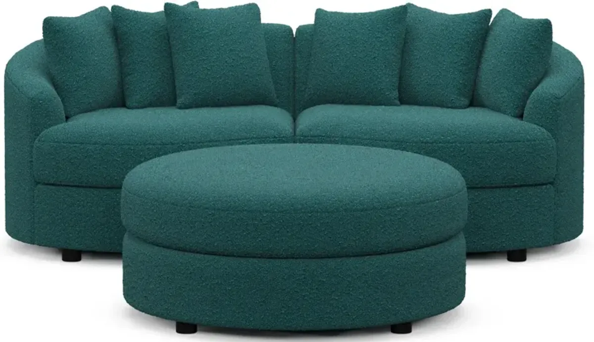 Allegra Foam Comfort 2-Piece Sectional and Ottoman - Bloke Peacock