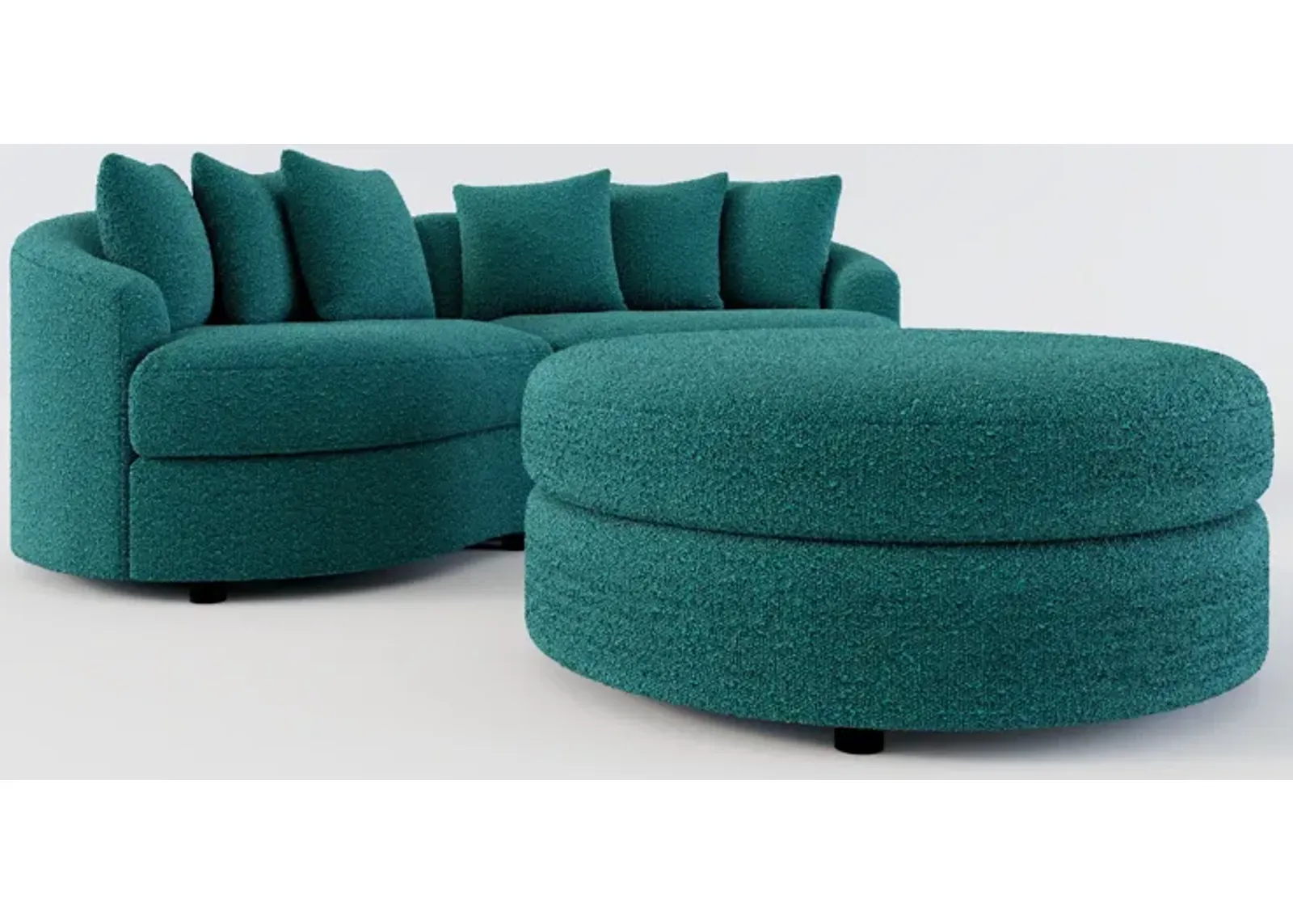 Allegra Foam Comfort 2-Piece Sectional and Ottoman - Bloke Peacock