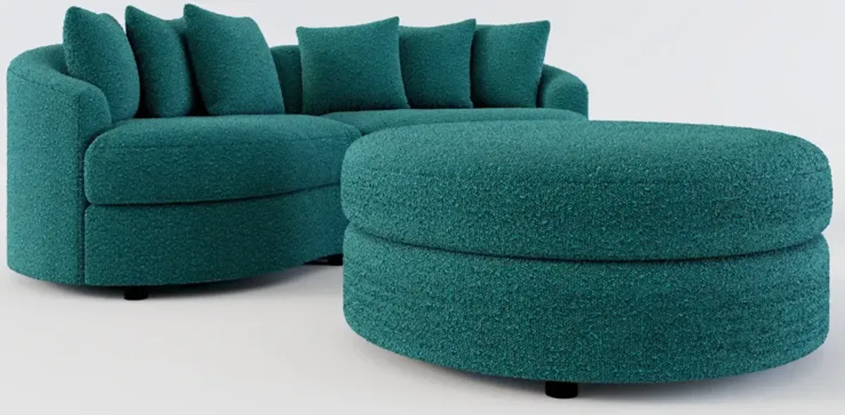 Allegra Foam Comfort 2-Piece Sectional and Ottoman - Bloke Peacock