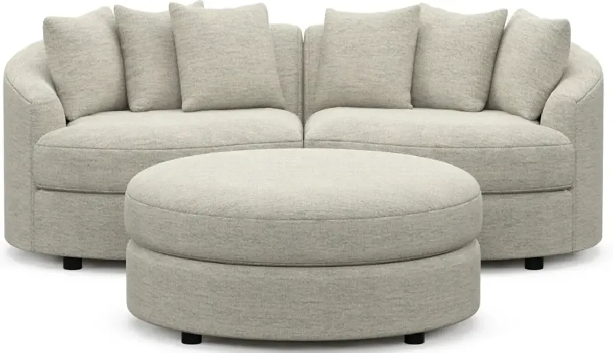 Allegra Foam Comfort 2-Piece Sectional and Ottoman - Merino Chalk