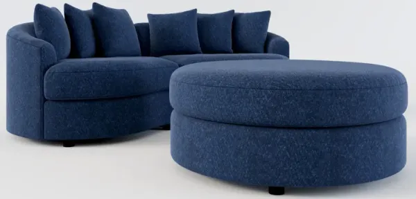 Allegra Foam Comfort 2-Piece Sectional and Ottoman - Oslo Navy