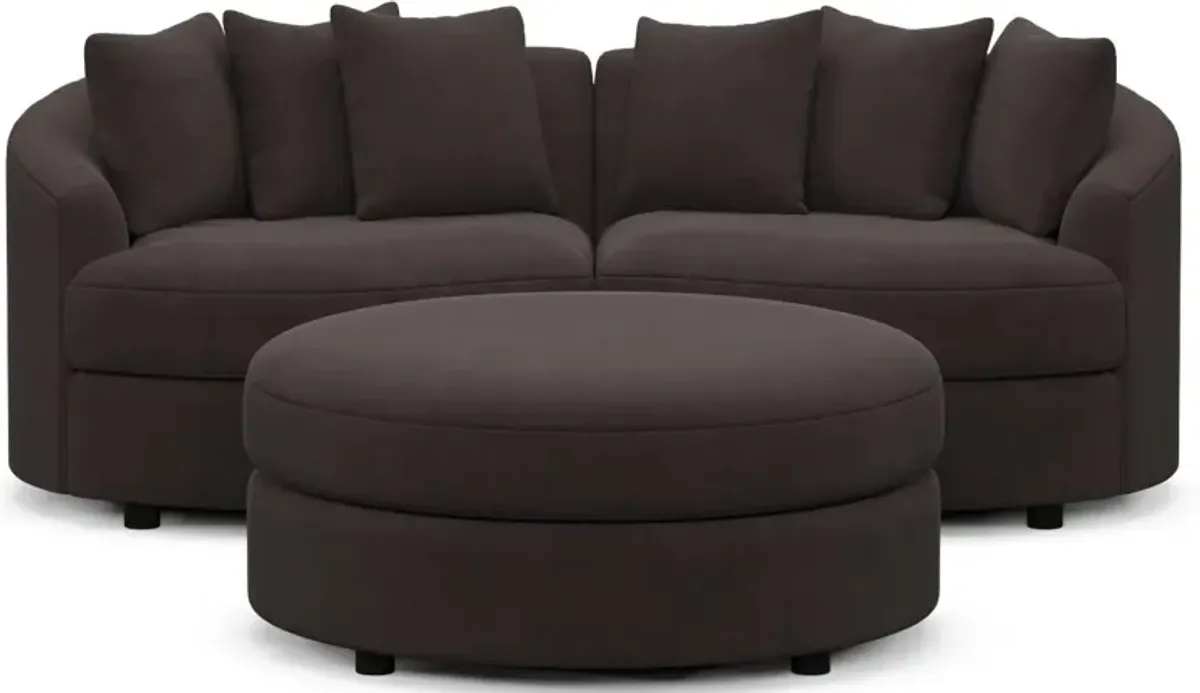 Allegra Foam Comfort 2-Piece Sectional and Ottoman - Merrimac Dark Brown