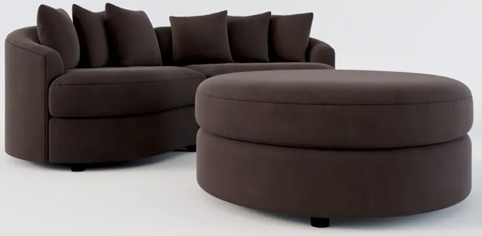 Allegra Foam Comfort 2-Piece Sectional and Ottoman - Merrimac Dark Brown