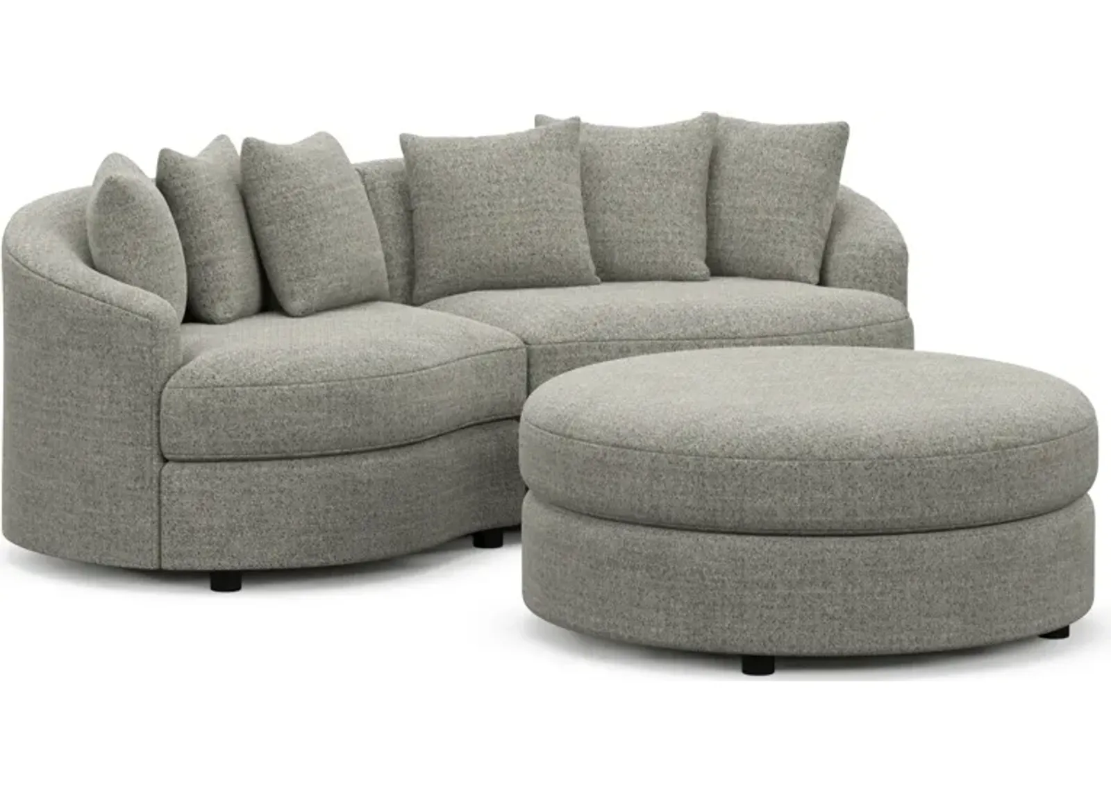 Allegra Foam Comfort 2-Piece Sectional and Ottoman - Pandora Pepper