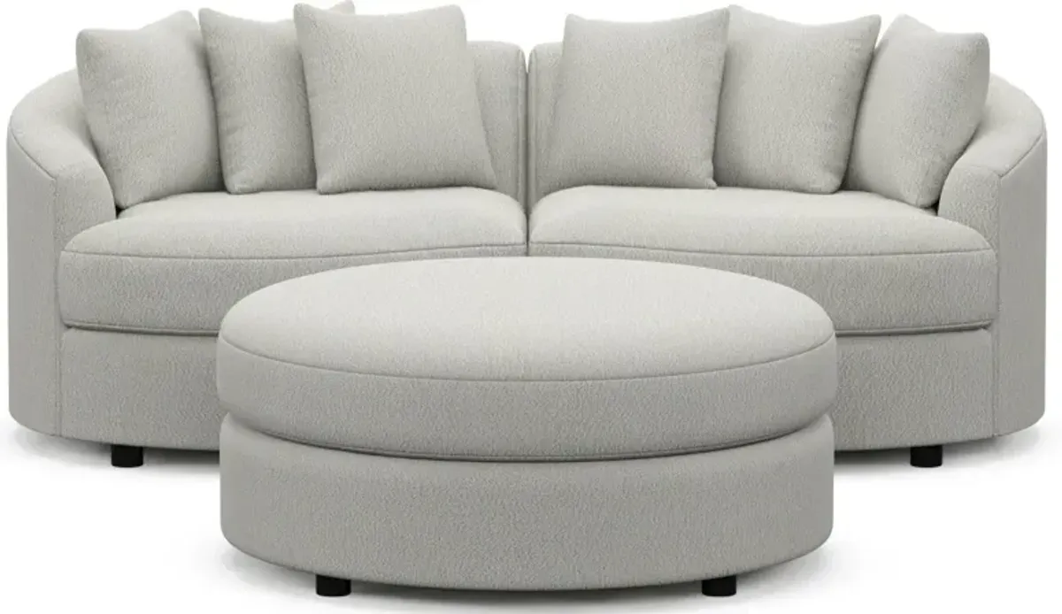 Allegra Foam Comfort 2-Piece Sectional and Ottoman - Oslo Snow