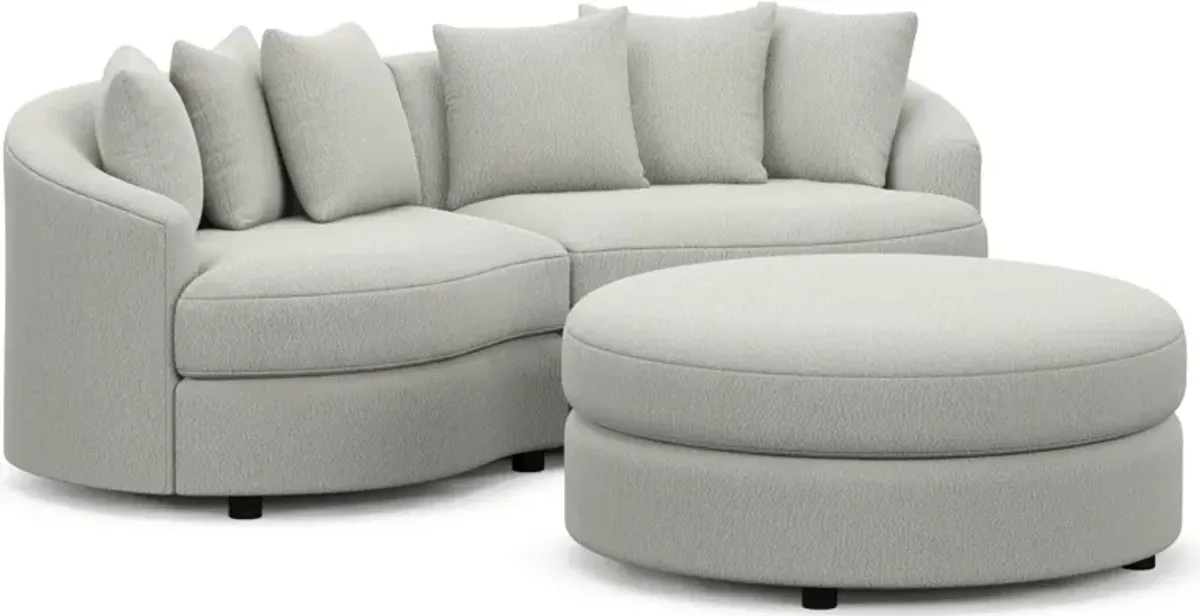 Allegra Foam Comfort 2-Piece Sectional and Ottoman - Oslo Snow