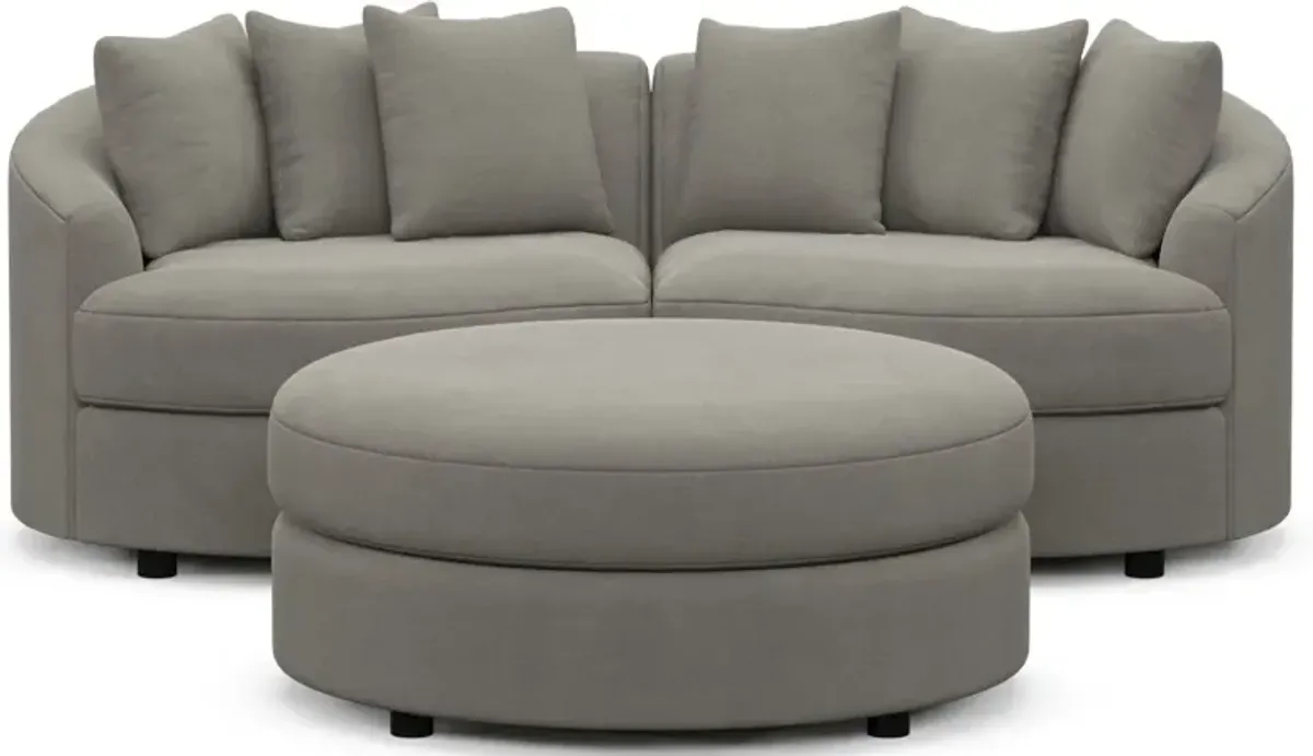 Allegra Foam Comfort 2-Piece Sectional and Ottoman - Abington Fog