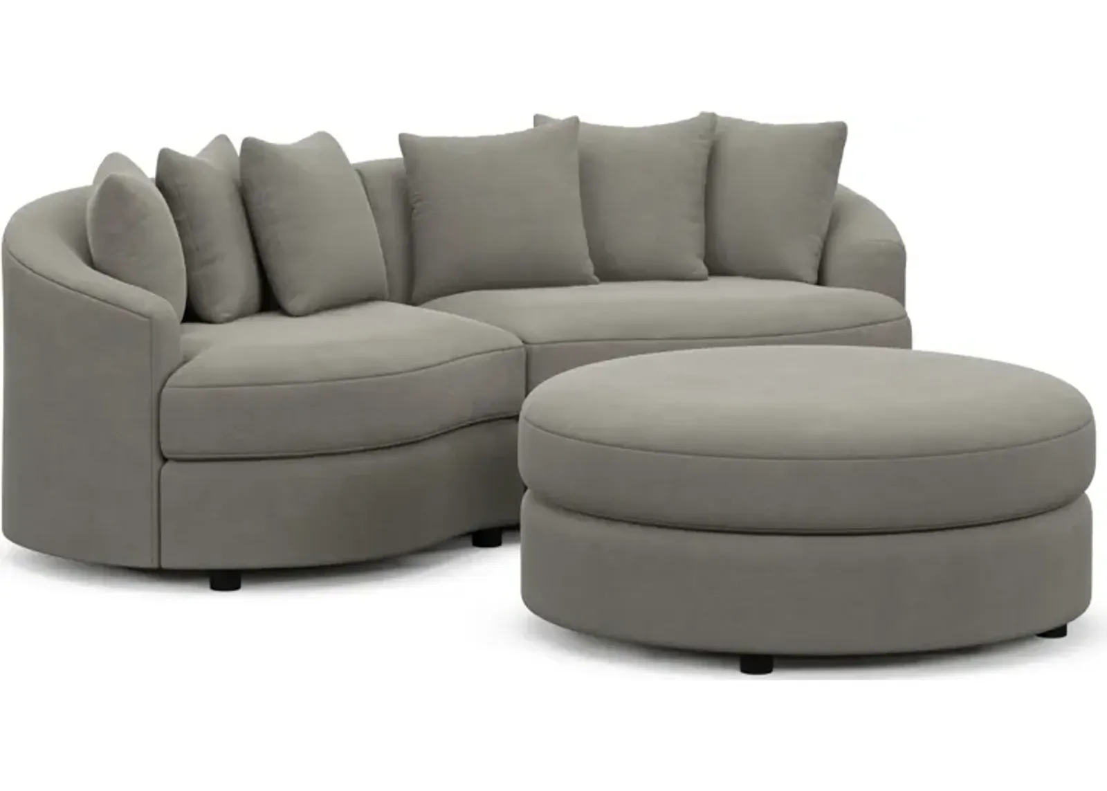 Allegra Foam Comfort 2-Piece Sectional and Ottoman - Abington Fog