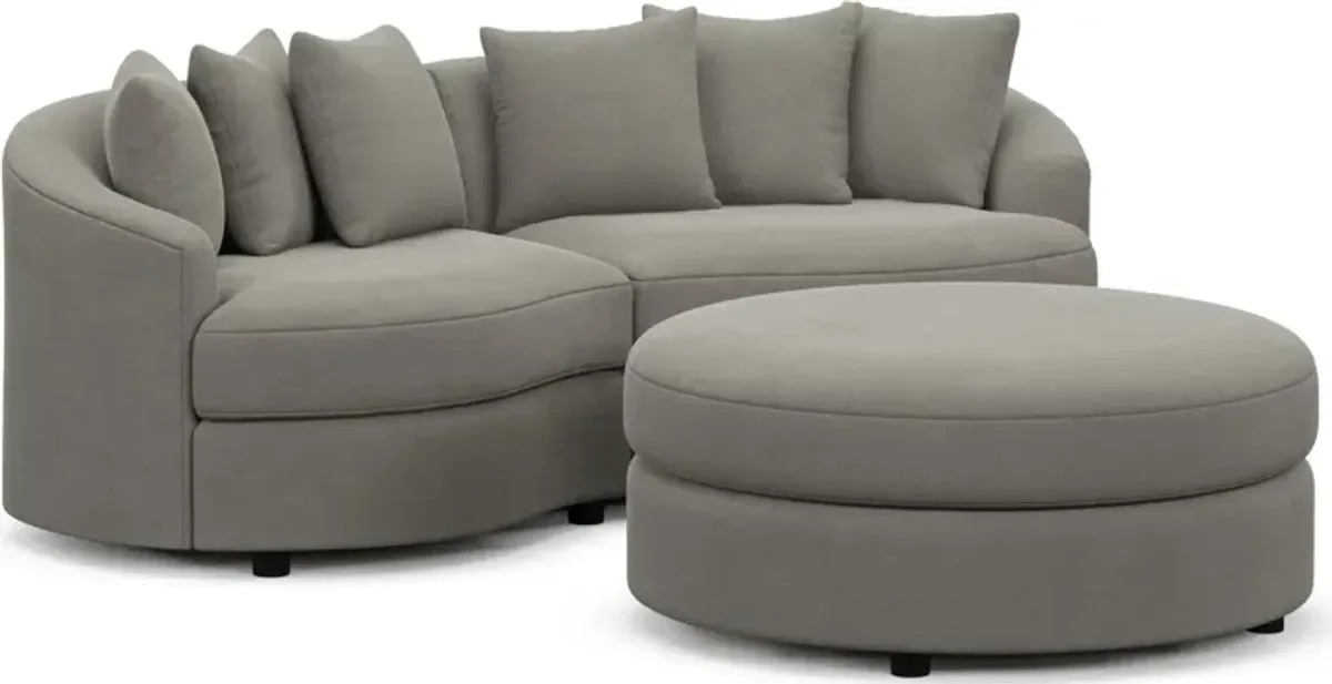 Allegra Foam Comfort 2-Piece Sectional and Ottoman - Abington Fog