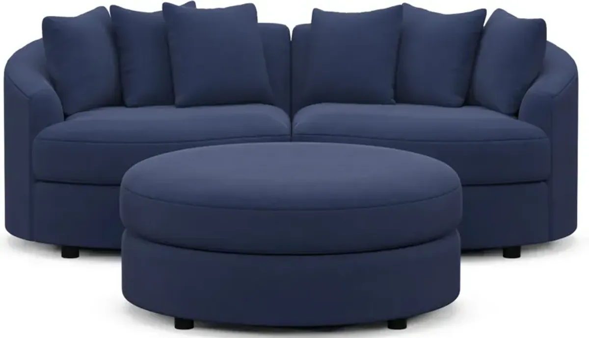 Allegra Foam Comfort 2-Piece Sectional and Ottoman - Abington Indigo