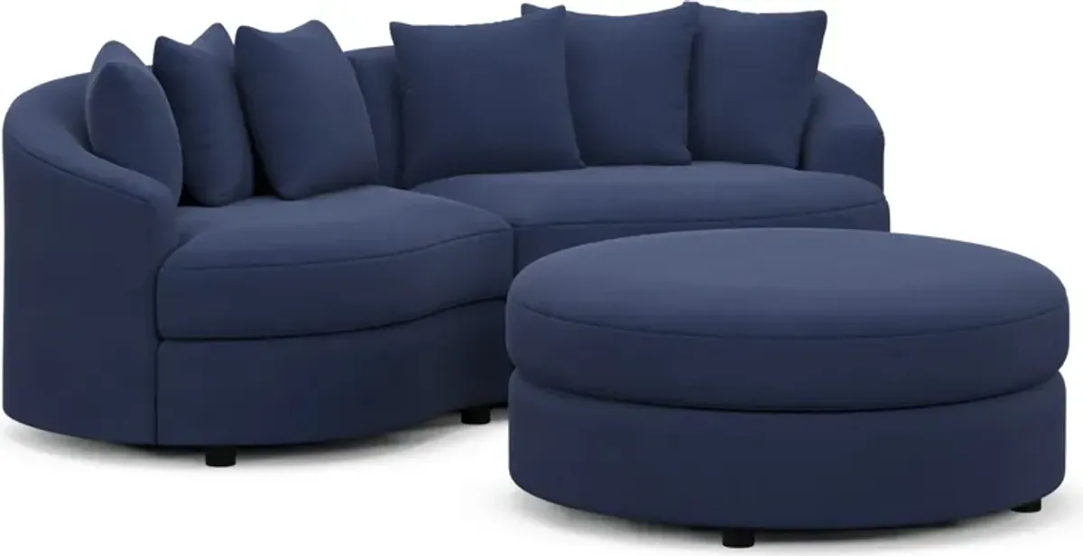 Allegra Foam Comfort 2-Piece Sectional and Ottoman - Abington Indigo