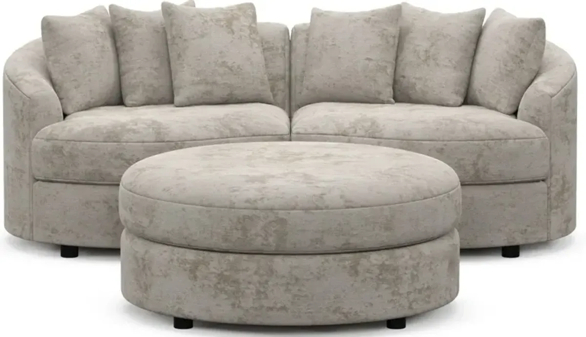 Allegra Foam Comfort 2-Piece Sectional and Ottoman - Hearth Cement