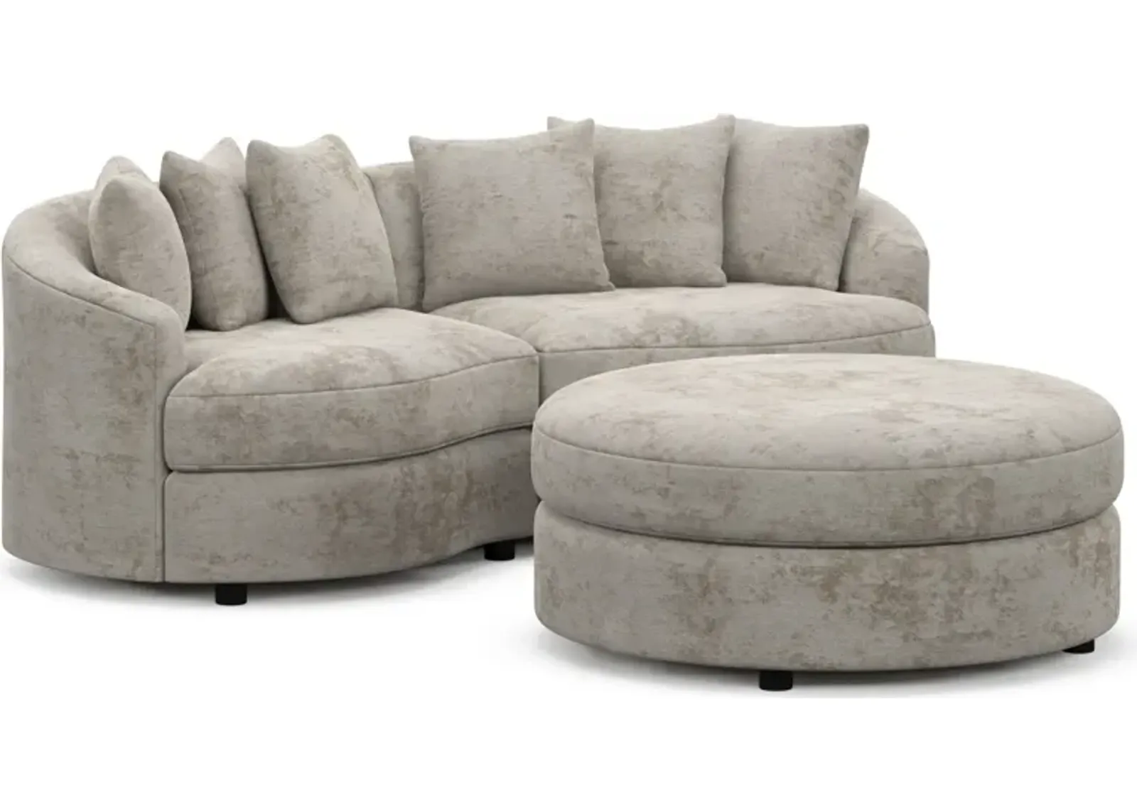 Allegra Foam Comfort 2-Piece Sectional and Ottoman - Hearth Cement