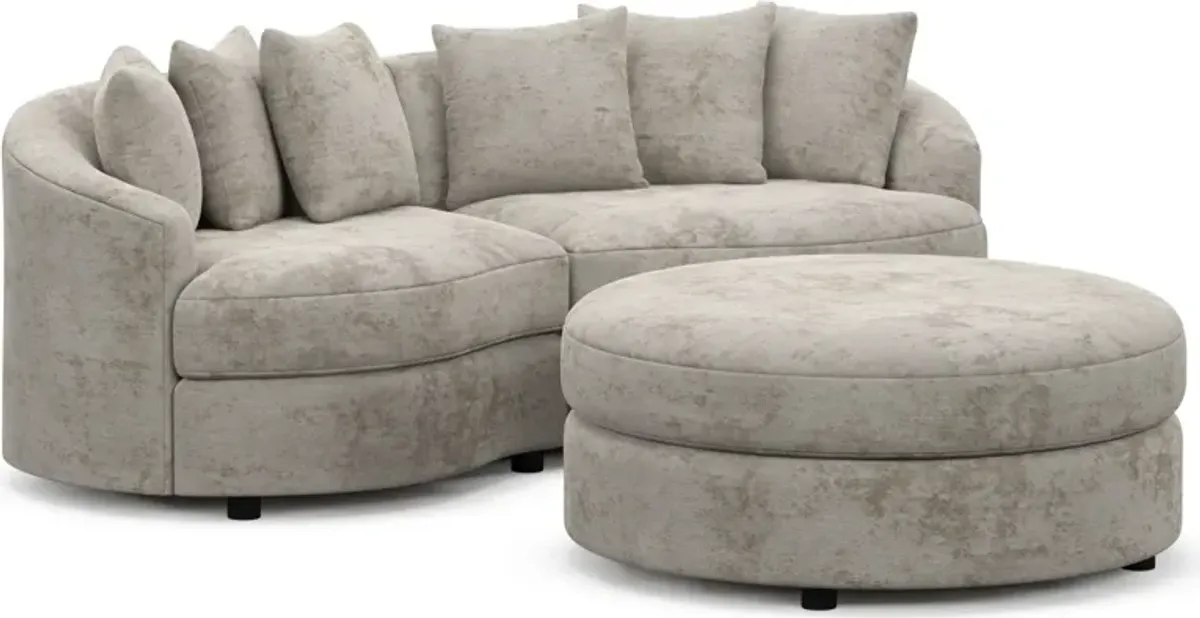 Allegra Foam Comfort 2-Piece Sectional and Ottoman - Hearth Cement