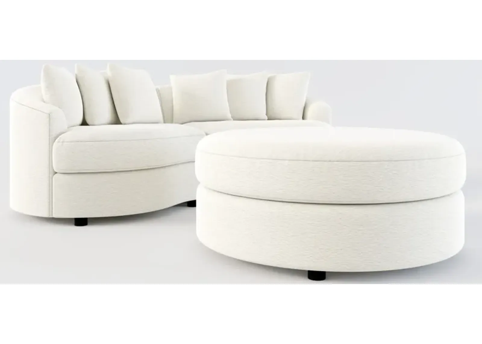 Allegra Foam Comfort 2-Piece Sectional and Ottoman - Living Large White