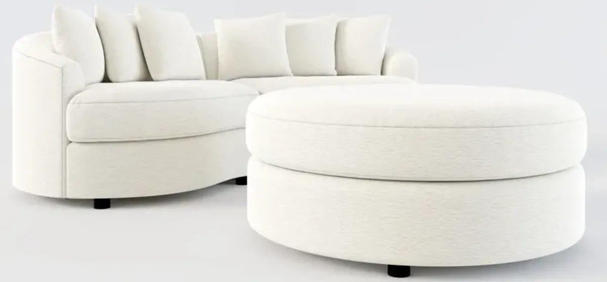 Allegra Foam Comfort 2-Piece Sectional and Ottoman - Living Large White