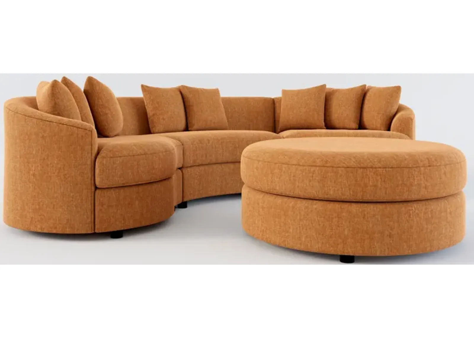 Allegra Foam Comfort 3-Piece Sectional and Ottoman - Contessa Ginger