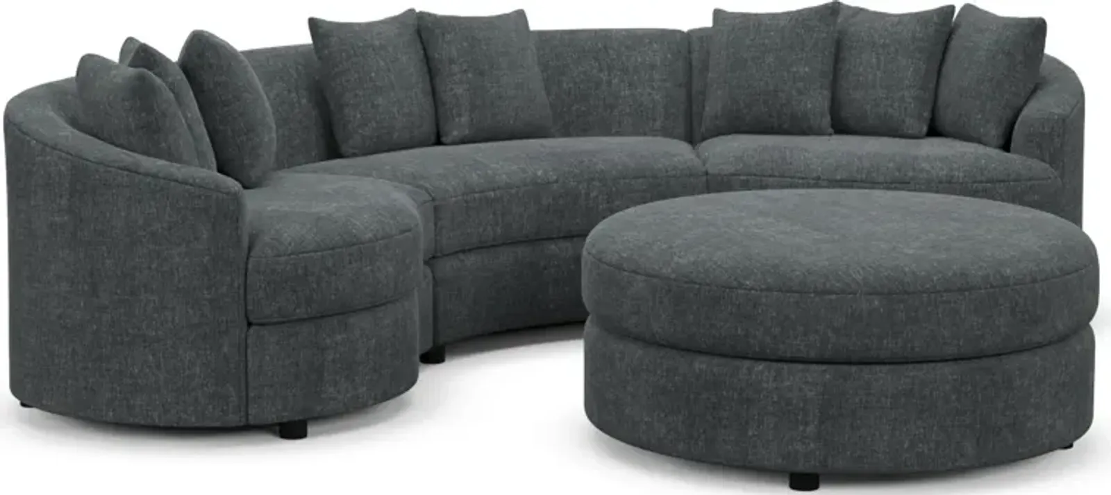 Allegra Foam Comfort 3-Piece Sectional and Ottoman - Contessa Shadow