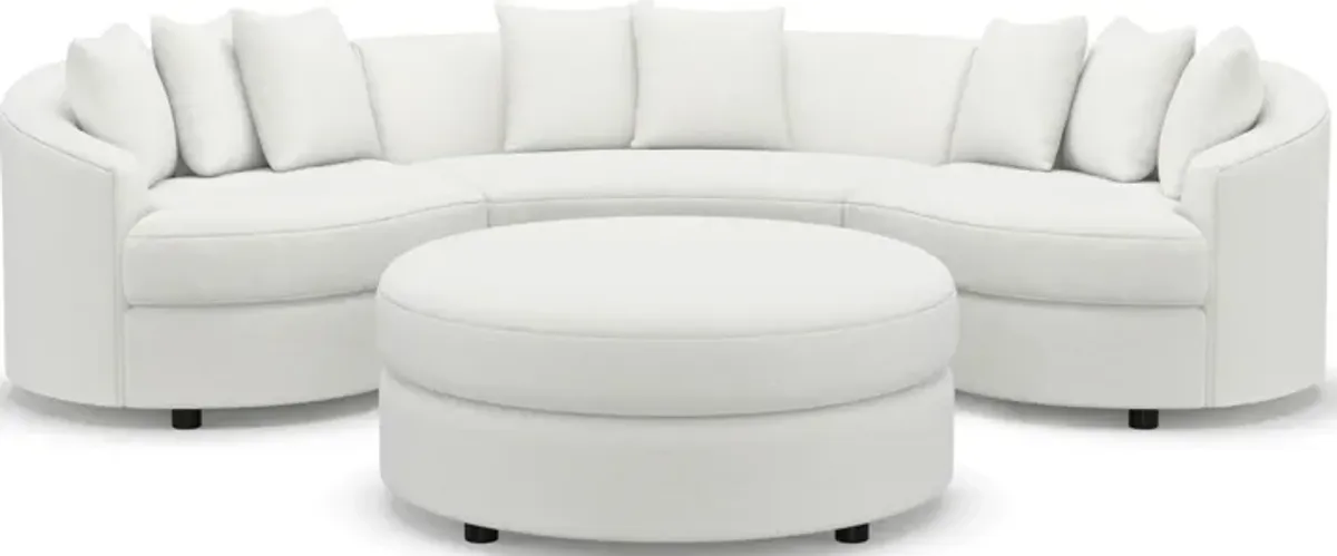 Allegra Foam Comfort 3-Piece Sectional and Ottoman - Contessa Vanilla