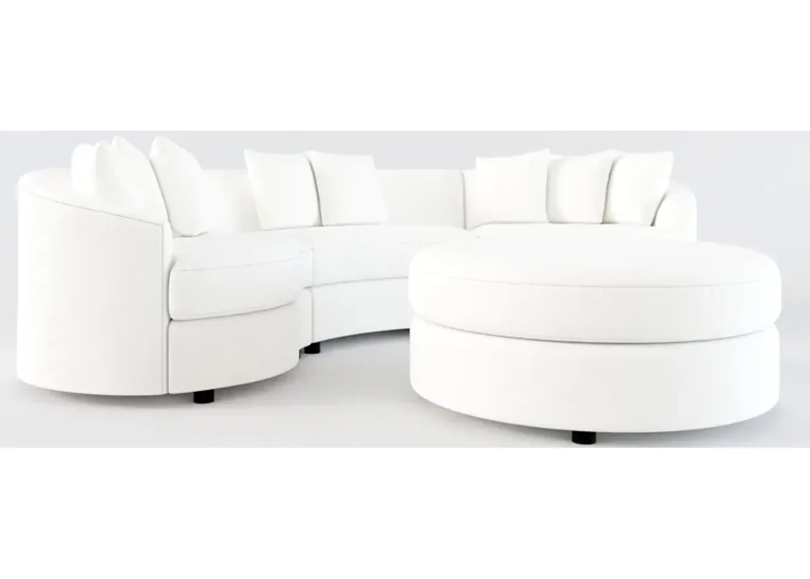 Allegra Foam Comfort 3-Piece Sectional and Ottoman - Contessa Vanilla