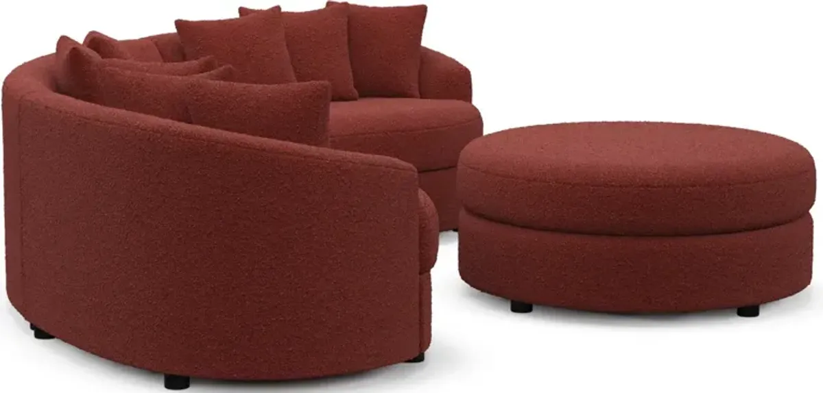 Allegra Foam Comfort 3-Piece Sectional and Ottoman - Bloke Brick