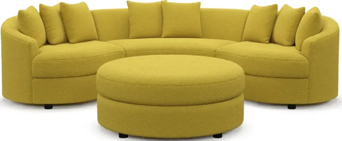 Allegra Foam Comfort 3-Piece Sectional and Ottoman - Bloke Goldenrod