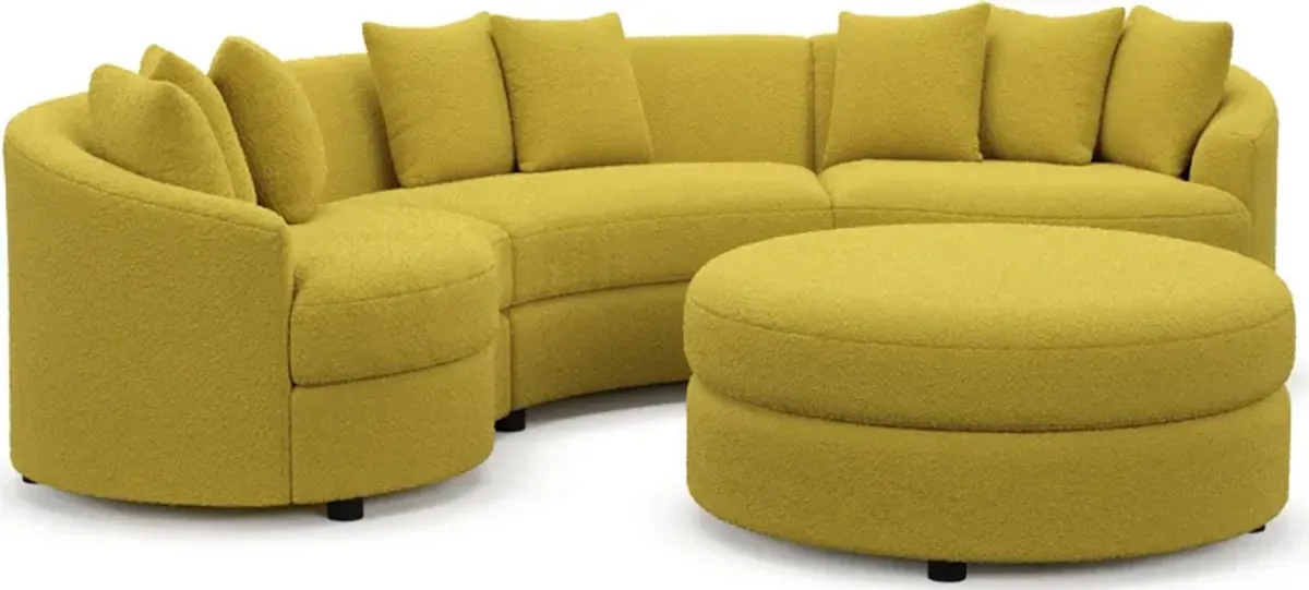 Allegra Foam Comfort 3-Piece Sectional and Ottoman - Bloke Goldenrod