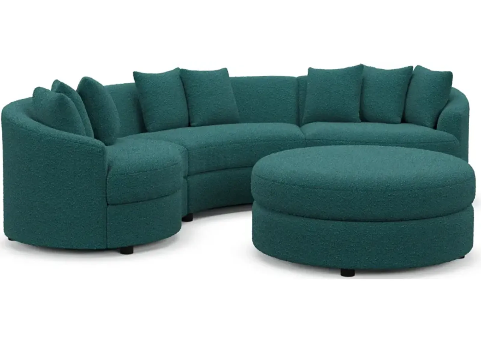 Allegra Foam Comfort 3-Piece Sectional and Ottoman - Bloke Peacock