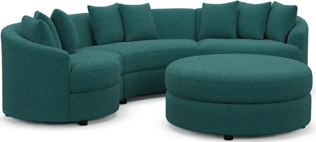 Allegra Foam Comfort 3-Piece Sectional and Ottoman - Bloke Peacock