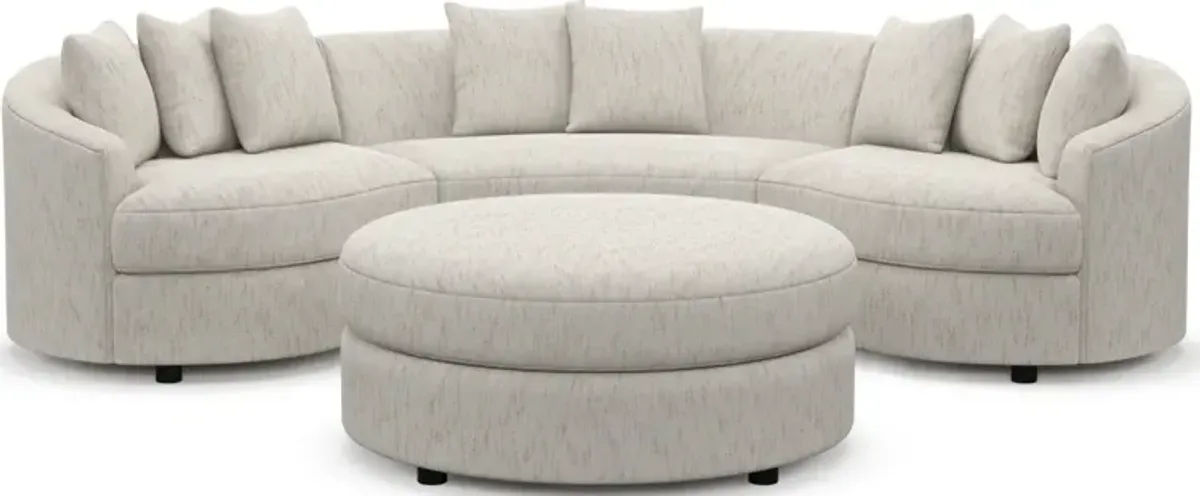 Allegra Foam Comfort 3-Piece Sectional and Ottoman - P.T. Cream