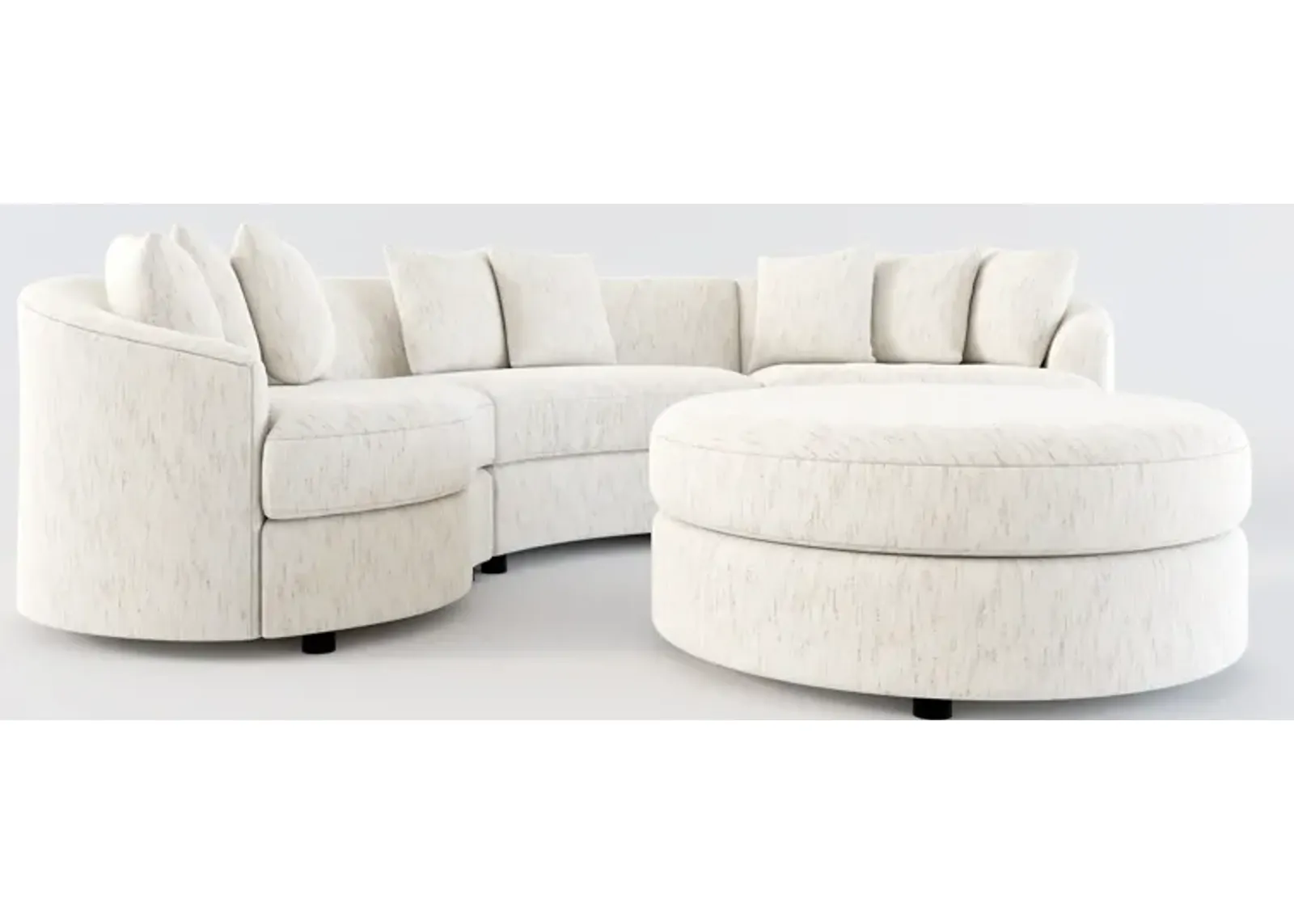 Allegra Foam Comfort 3-Piece Sectional and Ottoman - P.T. Cream