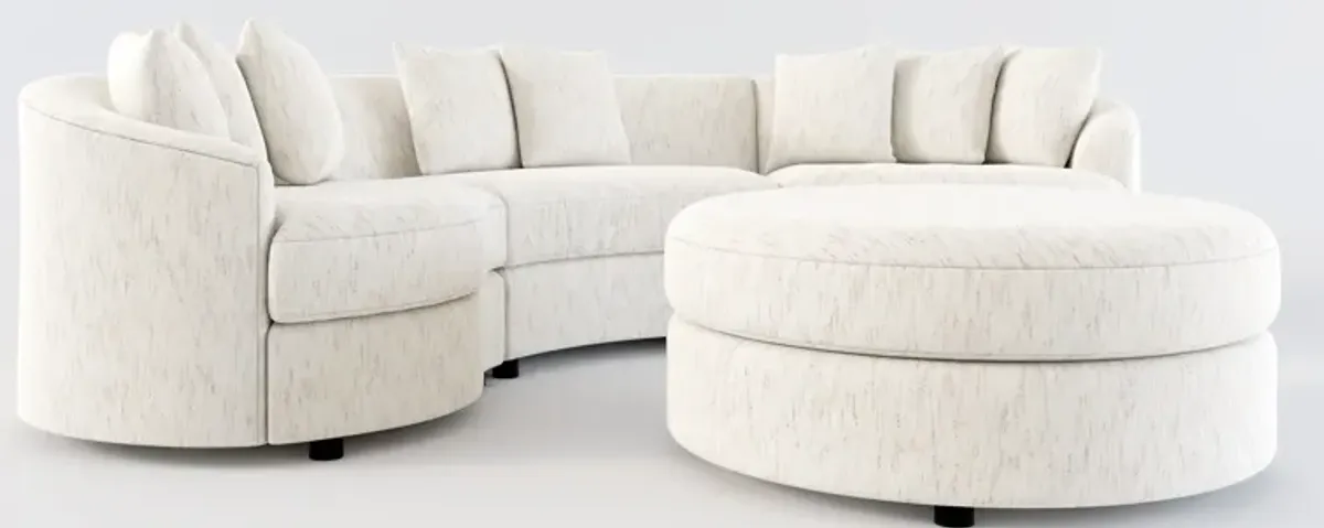 Allegra Foam Comfort 3-Piece Sectional and Ottoman - P.T. Cream