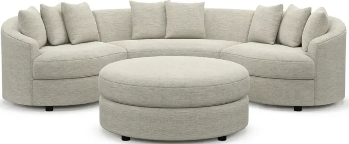 Allegra Foam Comfort 3-Piece Sectional and Ottoman - Merino Chalk