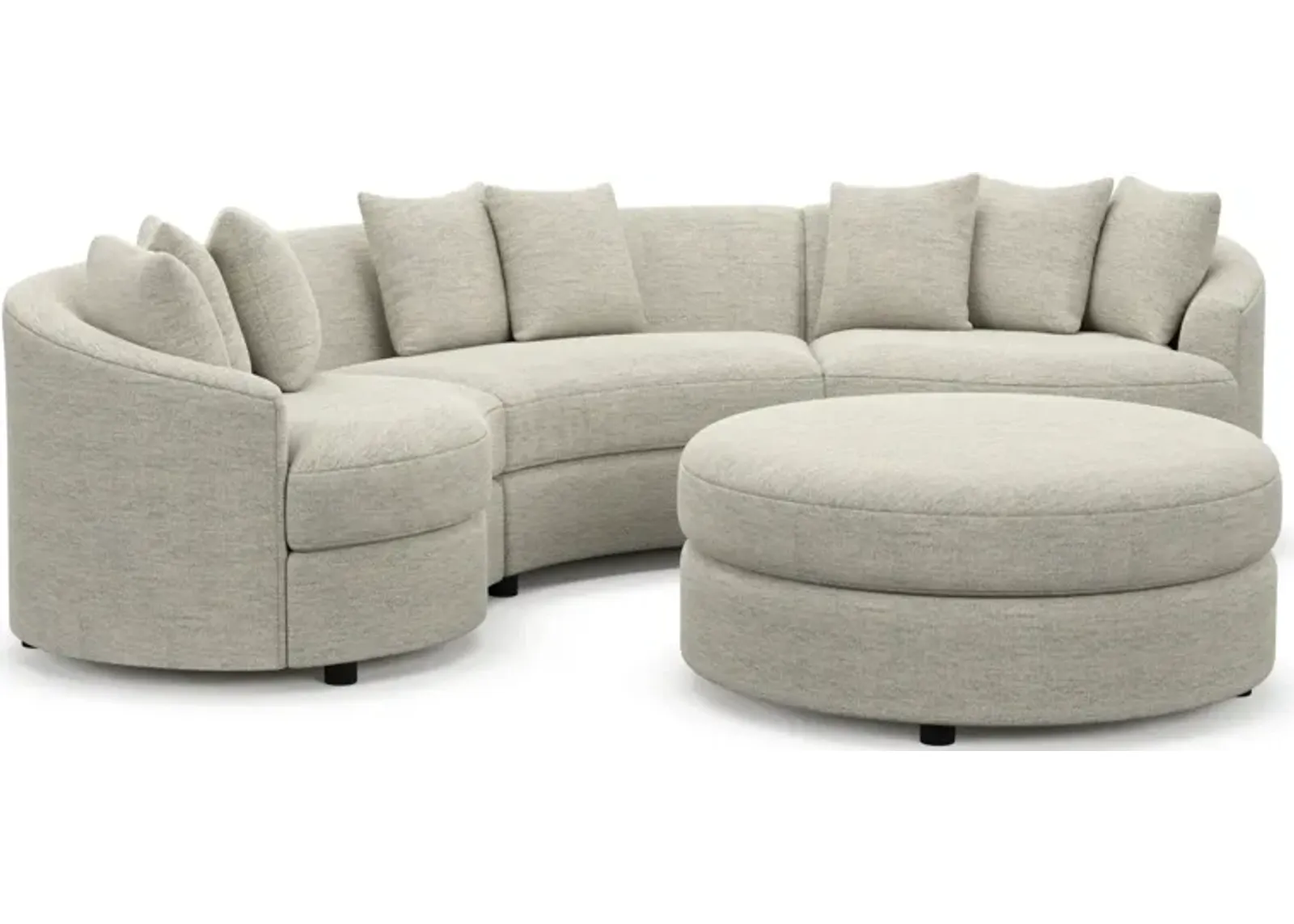 Allegra Foam Comfort 3-Piece Sectional and Ottoman - Merino Chalk