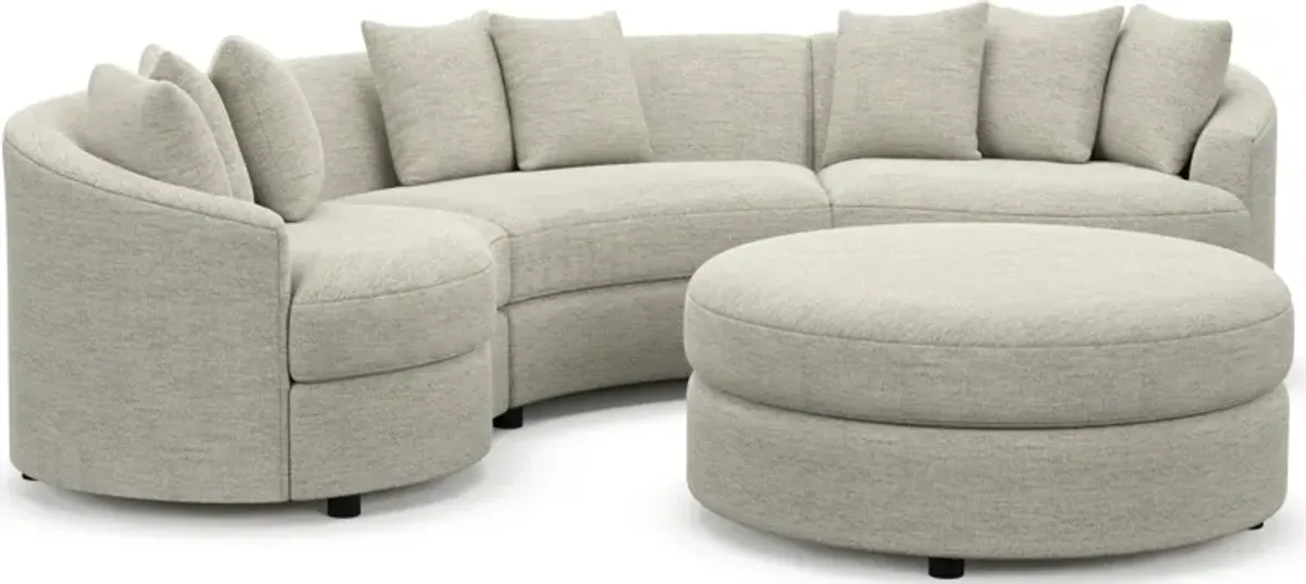 Allegra Foam Comfort 3-Piece Sectional and Ottoman - Merino Chalk