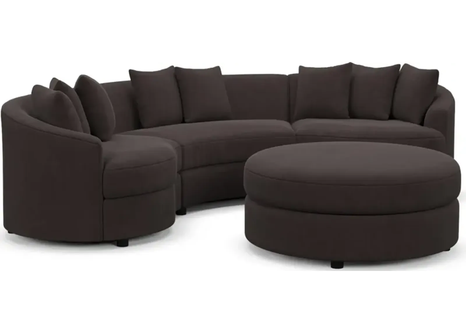 Allegra Foam Comfort 3-Piece Sectional and Ottoman - Merrimac Dark Brown