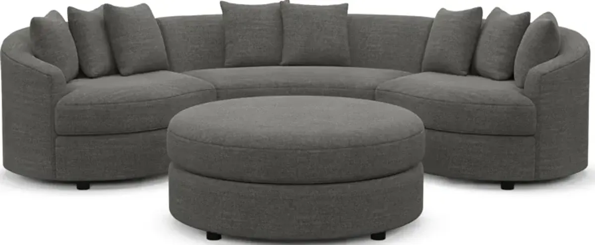 Allegra Foam Comfort 3-Piece Sectional and Ottoman - Curious Charcoal