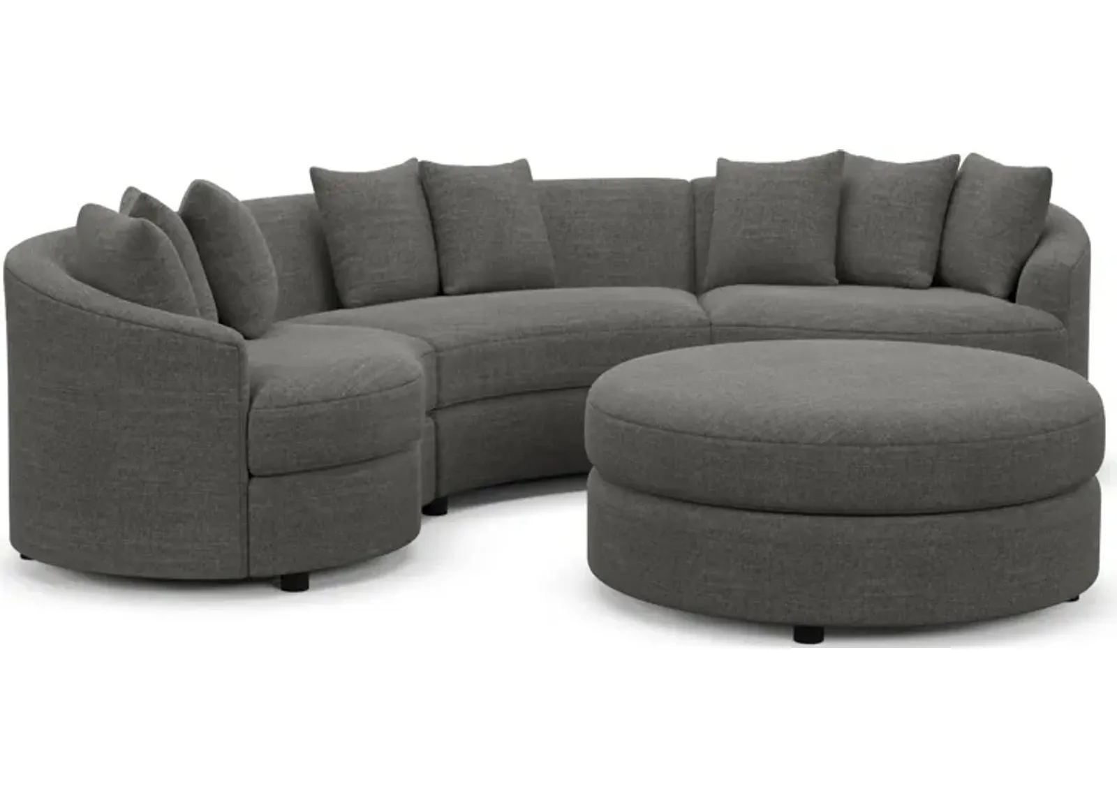 Allegra Foam Comfort 3-Piece Sectional and Ottoman - Curious Charcoal