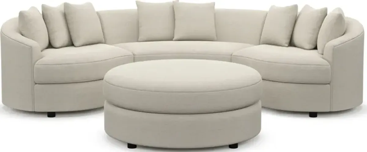 Allegra Foam Comfort 3-Piece Sectional and Ottoman - Curious Pearl