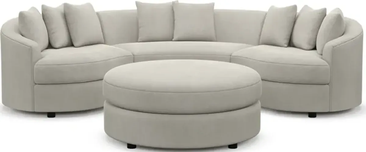 Allegra Foam Comfort 3-Piece Sectional and Ottoman - Laurent Beach