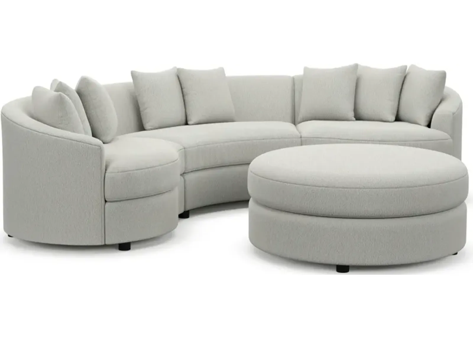 Allegra Foam Comfort 3-Piece Sectional and Ottoman - Oslo Snow