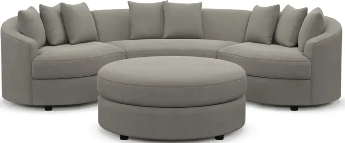 Allegra Foam Comfort 3-Piece Sectional and Ottoman - Abington Fog